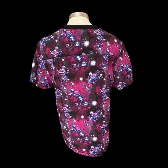 Mickey Mouse Space Cherokee Scrubs Tooniforms Disney Mens V Neck Top Sz NWT - Picture 2 of 7